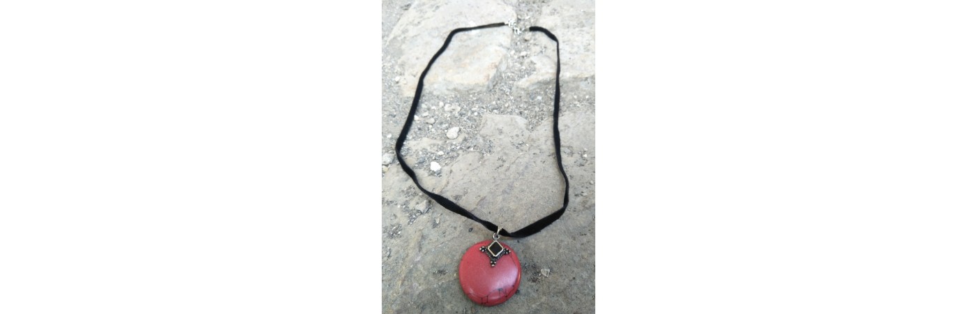 Alphabey's Red Resin Pendent Necklace For Women